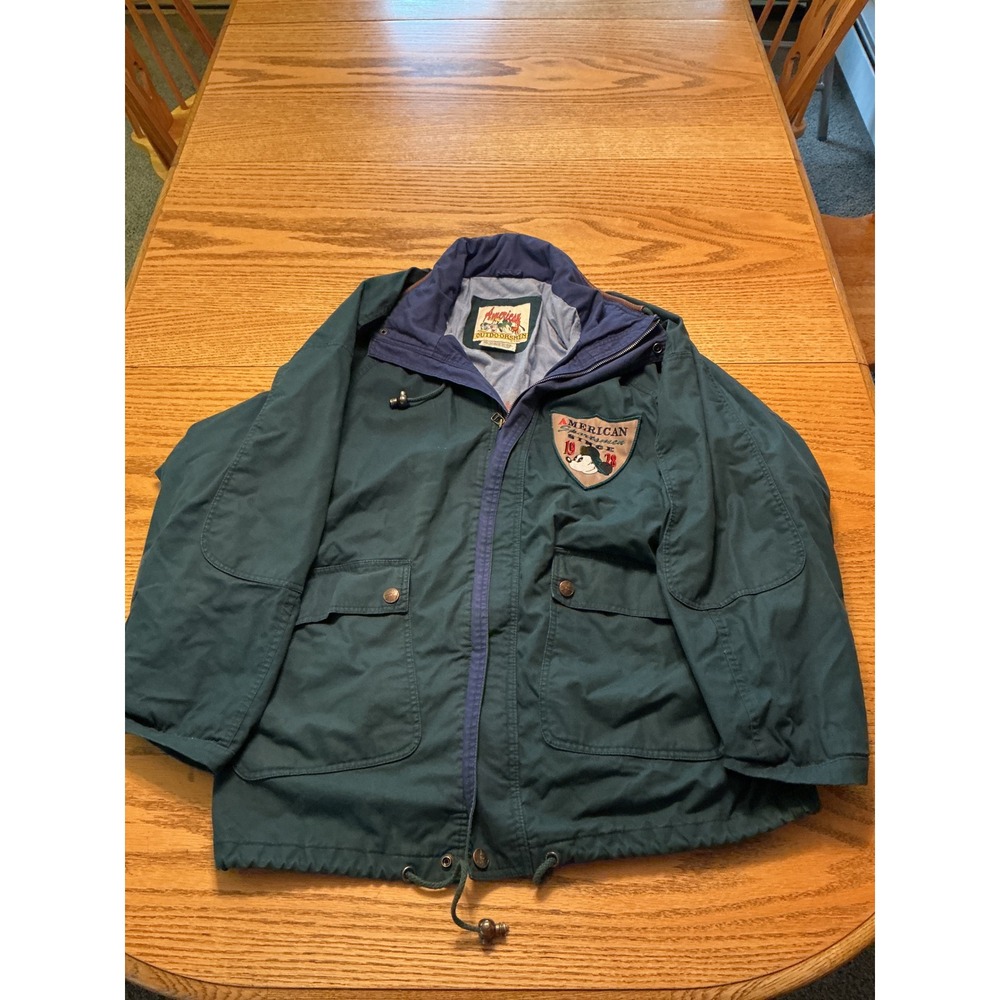 Vintage Disney American Outdoorsmen Mickey Mouse Green Cotton Field Jacket M